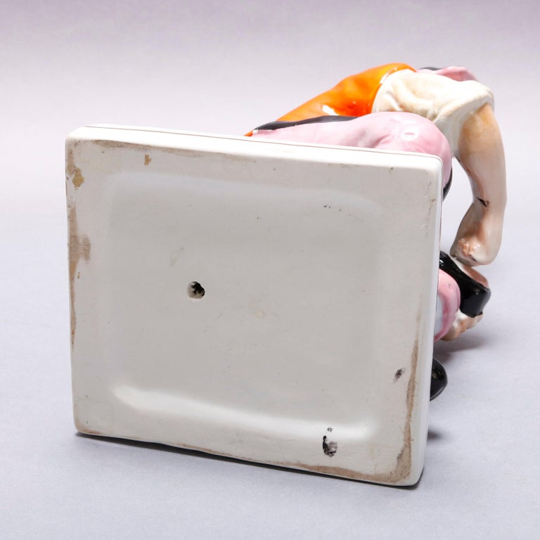 Antique English Staffordshire Hand Painted Figural Porcelain Cobbler, circa 1860