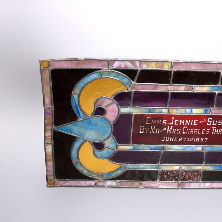 Antique Victorian Leaded Stained Glass Window, c1900