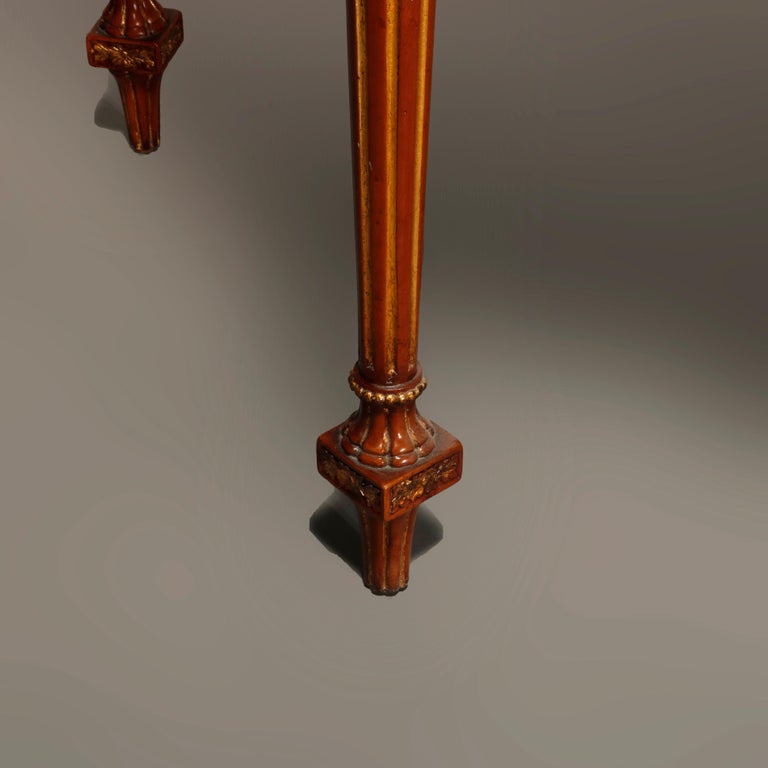 Maitland Smith Parcel Gilt Mahogany & Satinwood Marquetry Demilune Console Table