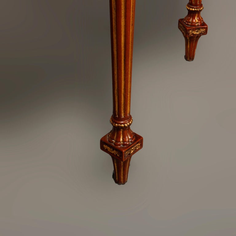 Maitland Smith Parcel Gilt Mahogany & Satinwood Marquetry Demilune Console Table