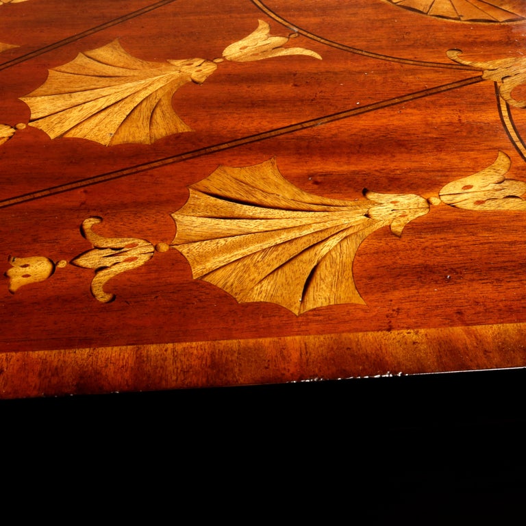 Maitland Smith Parcel Gilt Mahogany & Satinwood Marquetry Demilune Console Table