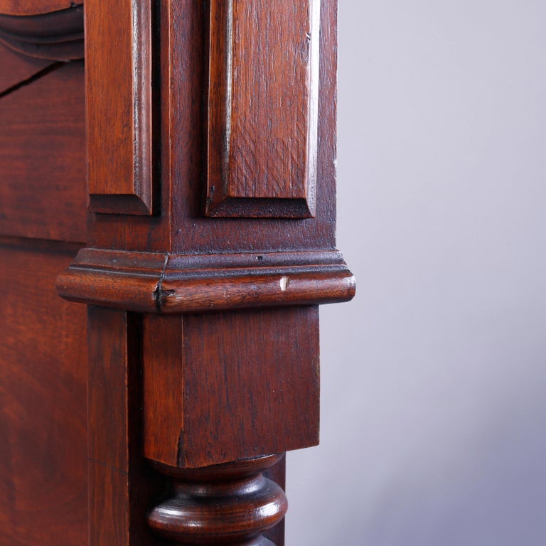 Antique Renaissance Revival Carved Walnut & Burl Bed, Circa 1890