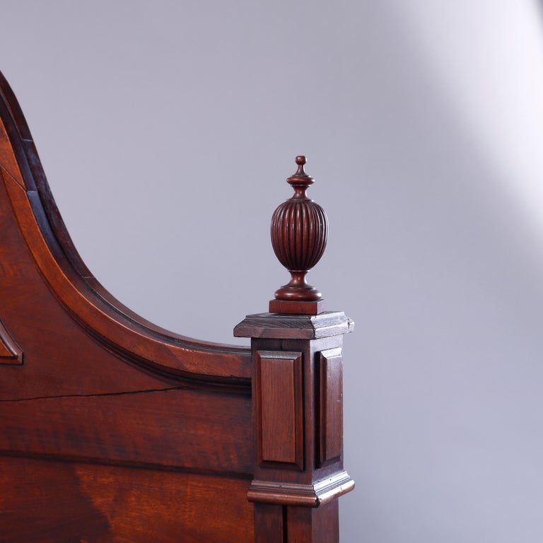 Antique Renaissance Revival Carved Walnut & Burl Bed, Circa 1890