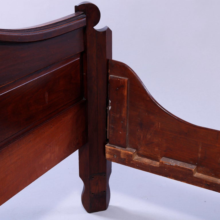Antique Renaissance Revival Carved Walnut & Burl Bed, Circa 1890