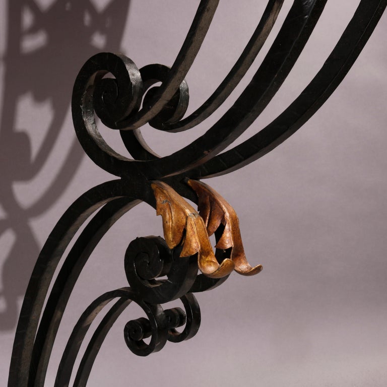 French Louis XV Style Wrought Iron & Marble Console Table 20th C