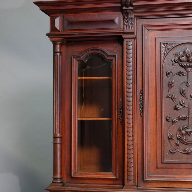 Antique French Renaissance Carved Walnut Court Cupboard, 19th Century