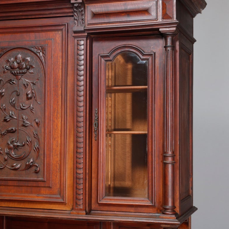 Antique French Renaissance Carved Walnut Court Cupboard, 19th Century