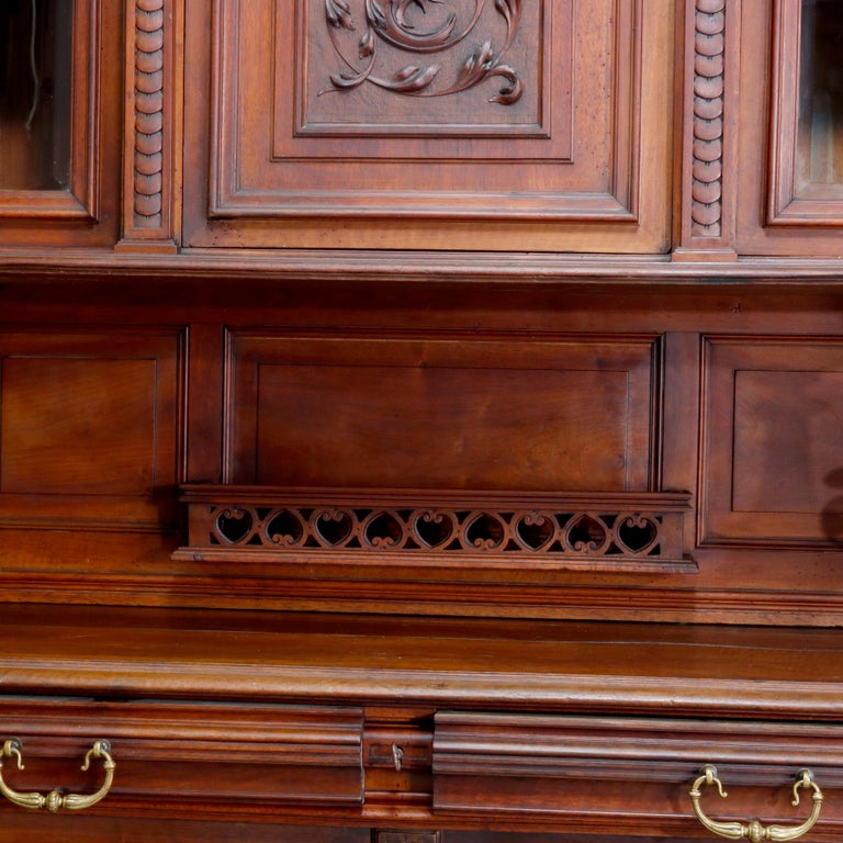 Antique French Renaissance Carved Walnut Court Cupboard, 19th Century