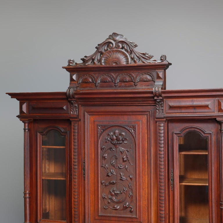 Antique French Renaissance Carved Walnut Court Cupboard, 19th Century