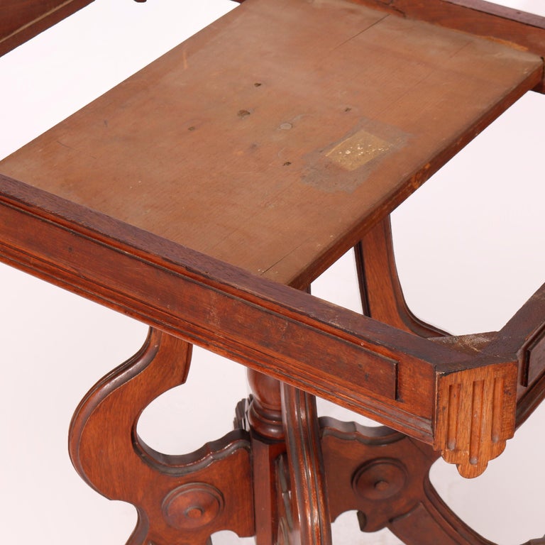 Antique Eastlake Walnut & Burl Marble Top Parlor Table circa 1890