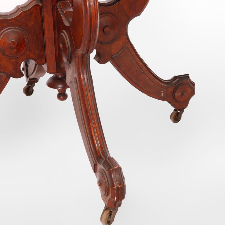 Antique Eastlake Walnut & Burl Marble Top Parlor Table circa 1890