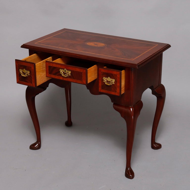 Queen Anne Councill Craftsmen Flame Mahogany Inlaid & Banded Lowboy 20th Century