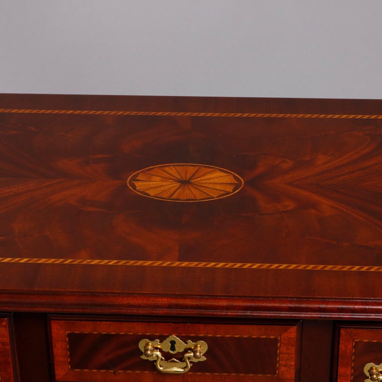 Queen Anne Councill Craftsmen Flame Mahogany Inlaid & Banded Lowboy 20th Century