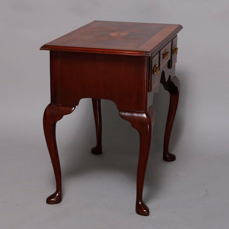 Queen Anne Councill Craftsmen Flame Mahogany Inlaid & Banded Lowboy 20th Century