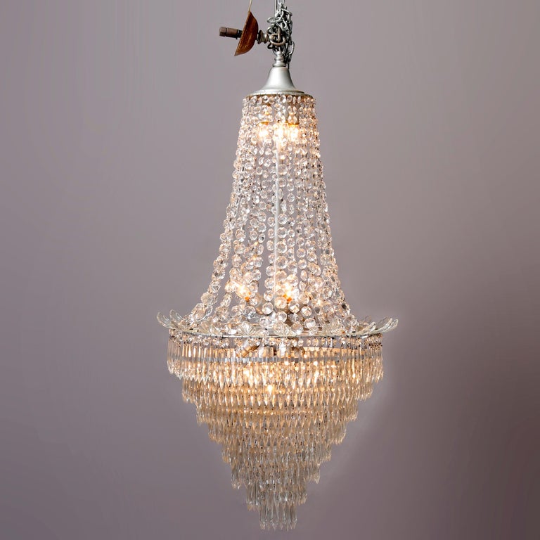 Vintage French Draped Crystal Tiered Wedding Cake 15-Light Chandelier