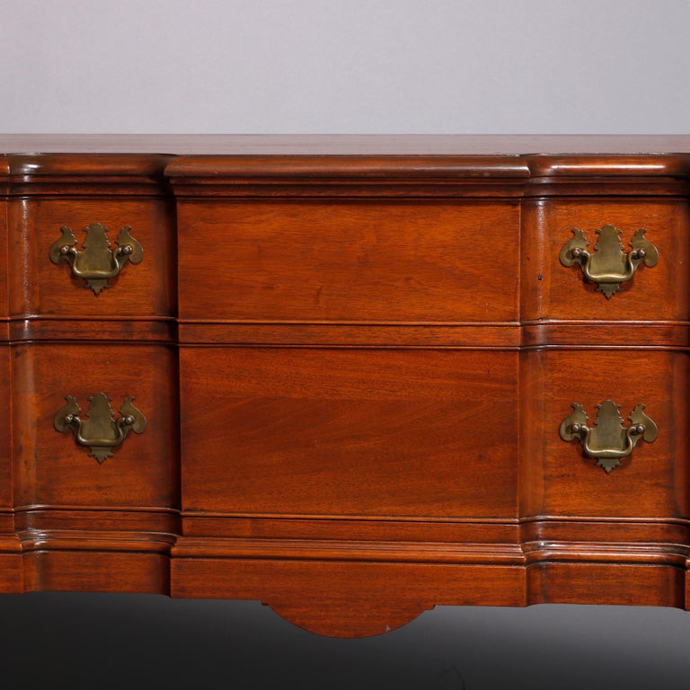 Queen Anne Style Mahogany Block Front & Shell Carved Sideboard C1930