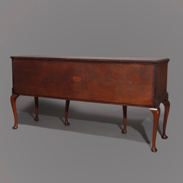 Queen Anne Style Mahogany Block Front & Shell Carved Sideboard C1930