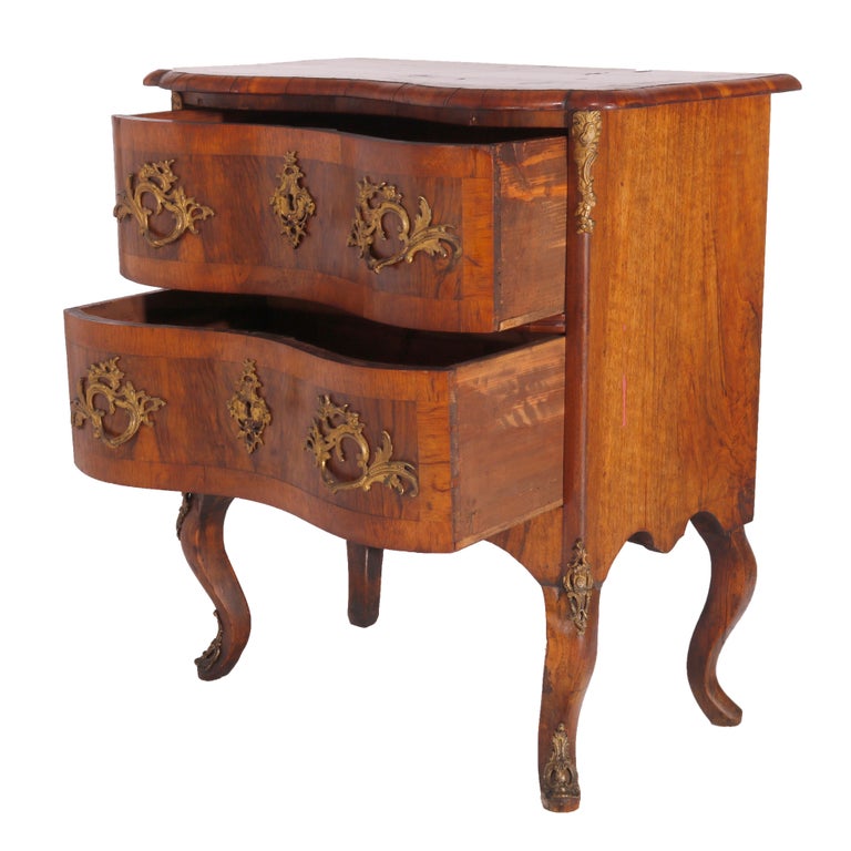 Antique Italian Kingwood, Satinwood & Burl Chest with Ormolu Mounts Late 18th C