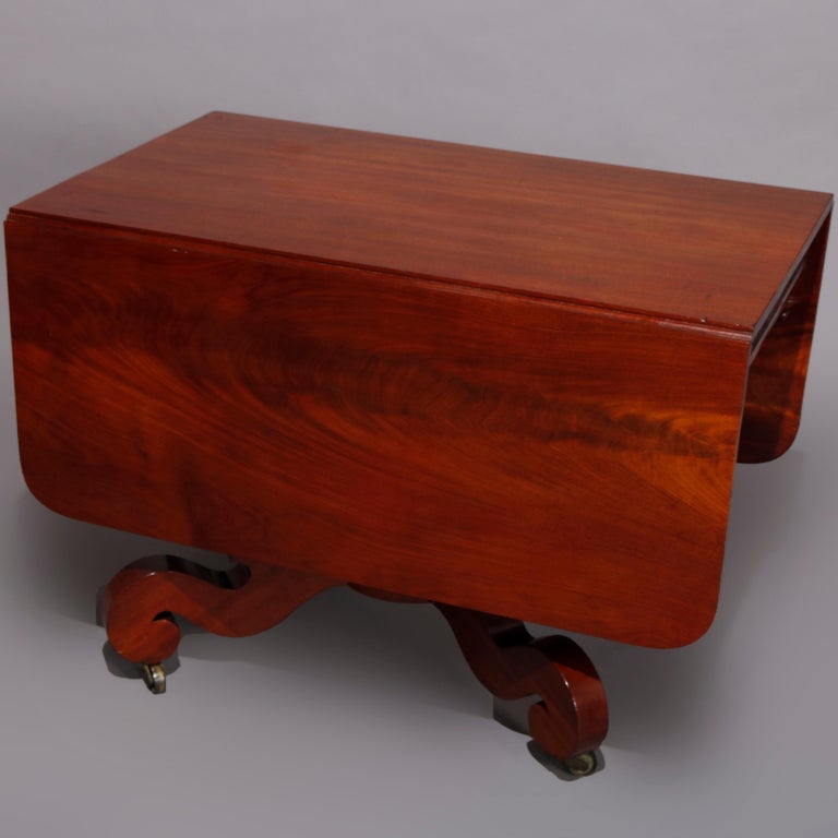 Antique American Empire Meek's School Mahogany Table, C1840