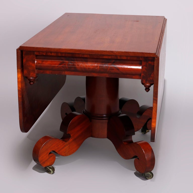 Antique American Empire Meek's School Mahogany Table, C1840