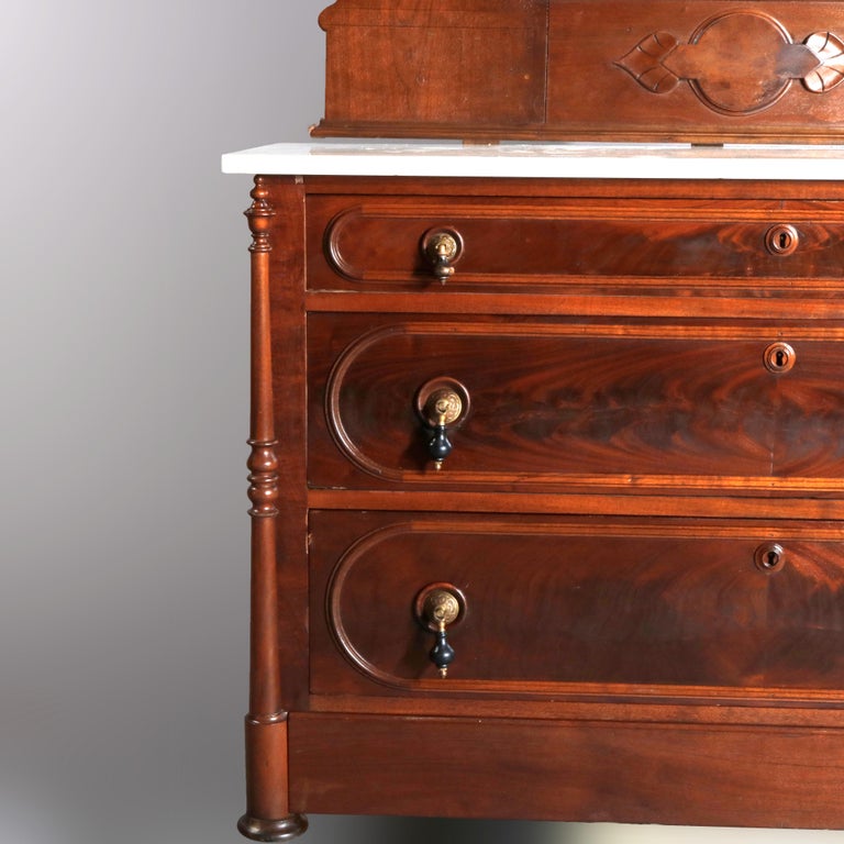 Victorian Renaissance Revival Burl & Walnut Marble Top Dresser, circa 1880