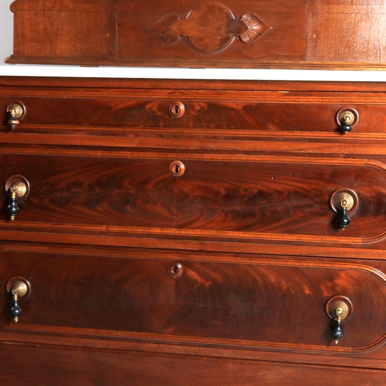 Victorian Renaissance Revival Burl & Walnut Marble Top Dresser, circa 1880