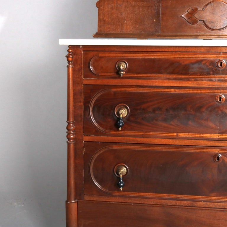 Victorian Renaissance Revival Burl & Walnut Marble Top Dresser, circa 1880