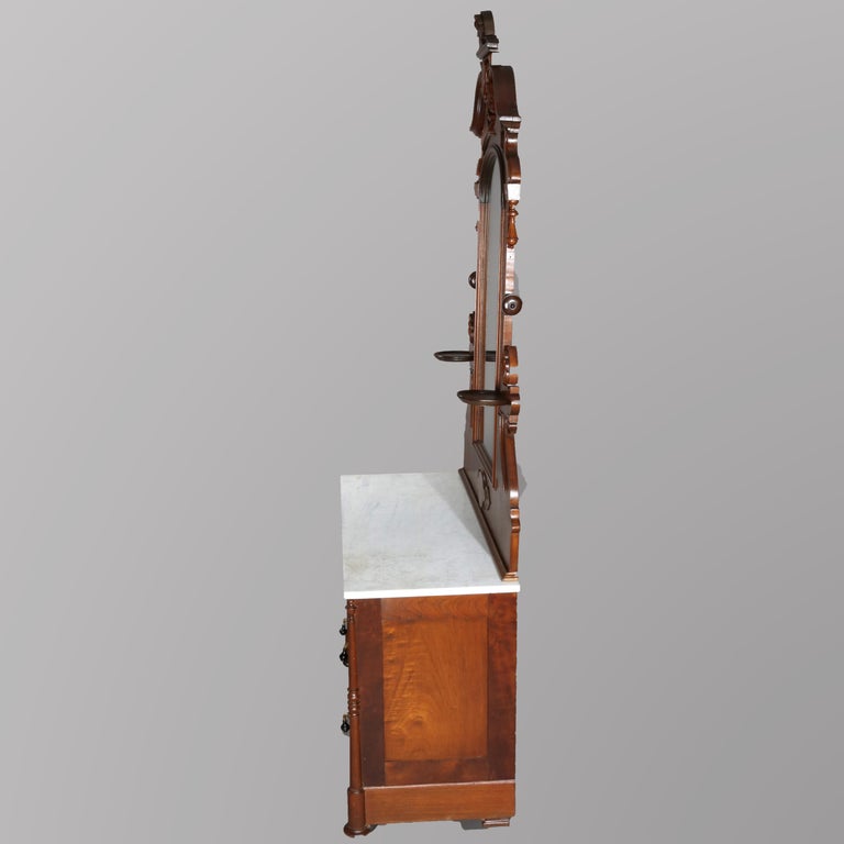 Victorian Renaissance Revival Burl & Walnut Marble Top Dresser, circa 1880