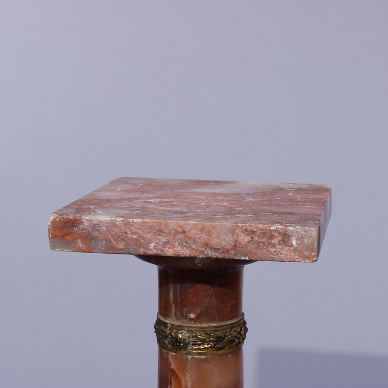 Antique Neoclassical Rouge Onyx Sculpture Display Pedestal, Bronze Mounts, c1890