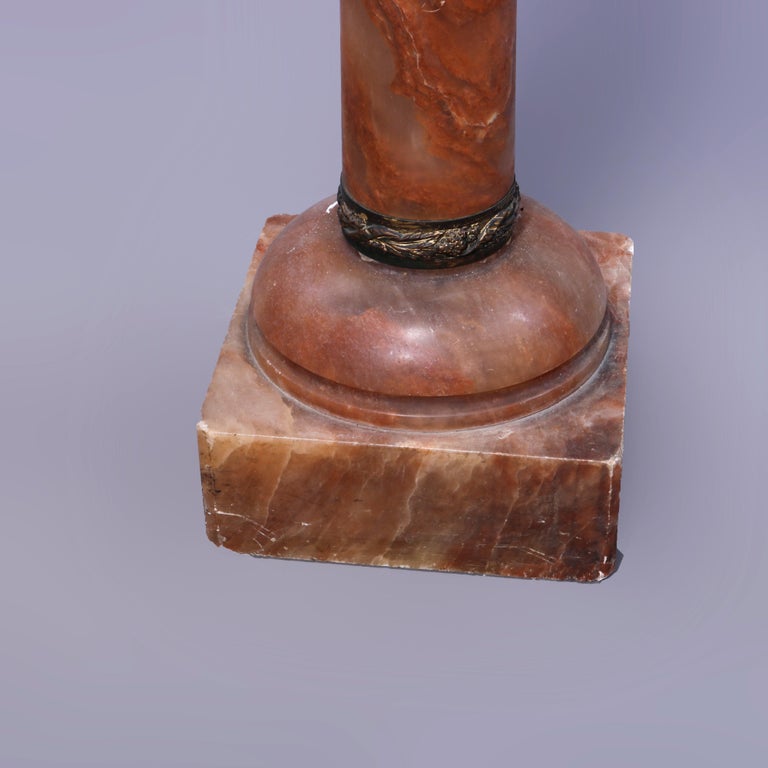 Antique Neoclassical Rouge Onyx Sculpture Display Pedestal, Bronze Mounts, c1890
