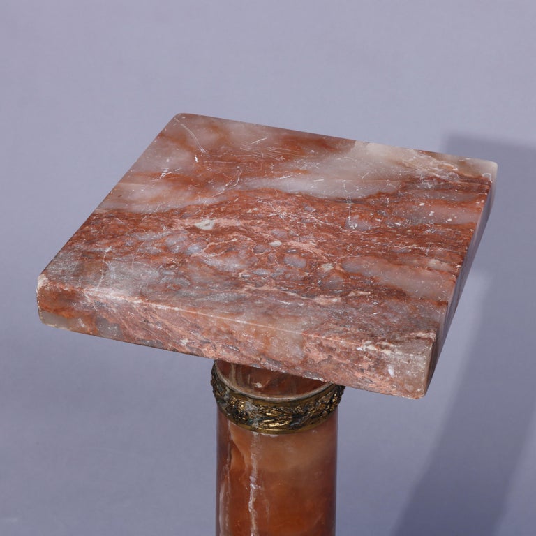 Antique Neoclassical Rouge Onyx Sculpture Display Pedestal, Bronze Mounts, c1890