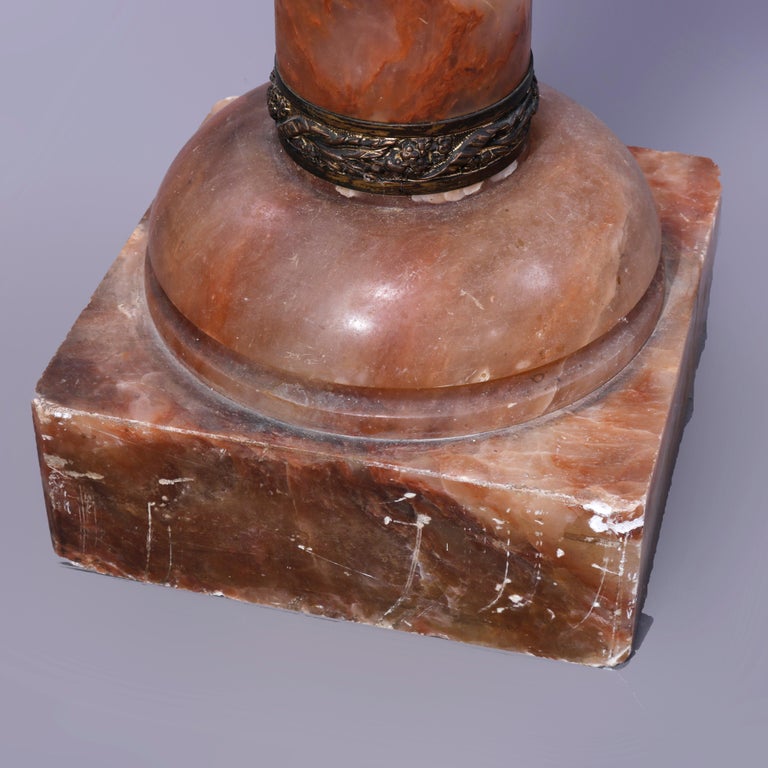Antique Neoclassical Rouge Onyx Sculpture Display Pedestal, Bronze Mounts, c1890