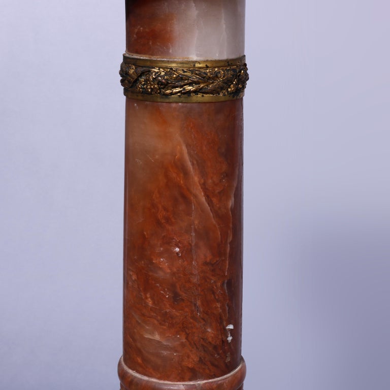 Antique Neoclassical Rouge Onyx Sculpture Display Pedestal, Bronze Mounts, c1890