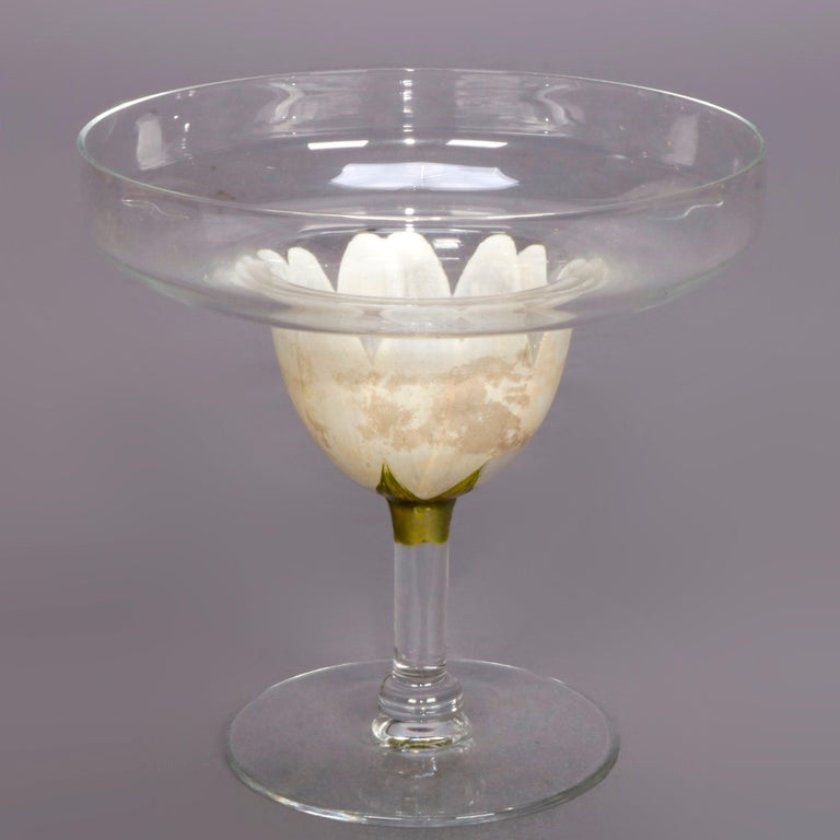 Twelve Hand Painted Art Glass Tulip Floral Form Margarita Stemware, circa 1950