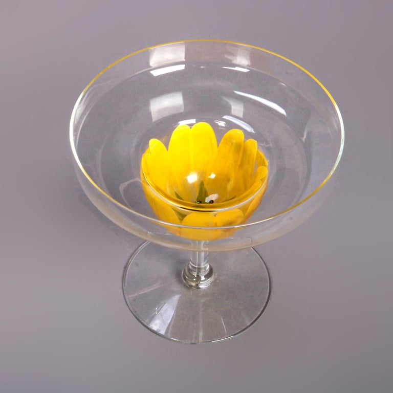 Twelve Hand Painted Art Glass Tulip Floral Form Margarita Stemware, circa 1950