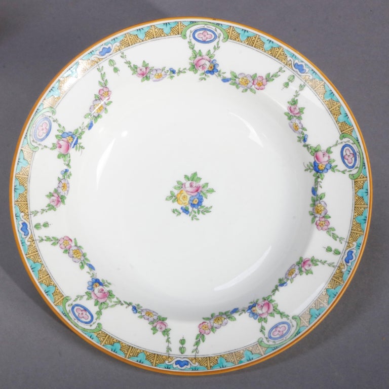Eleven English Mintons Fine China Floral Garland Porcelain Wide Rim Bowls