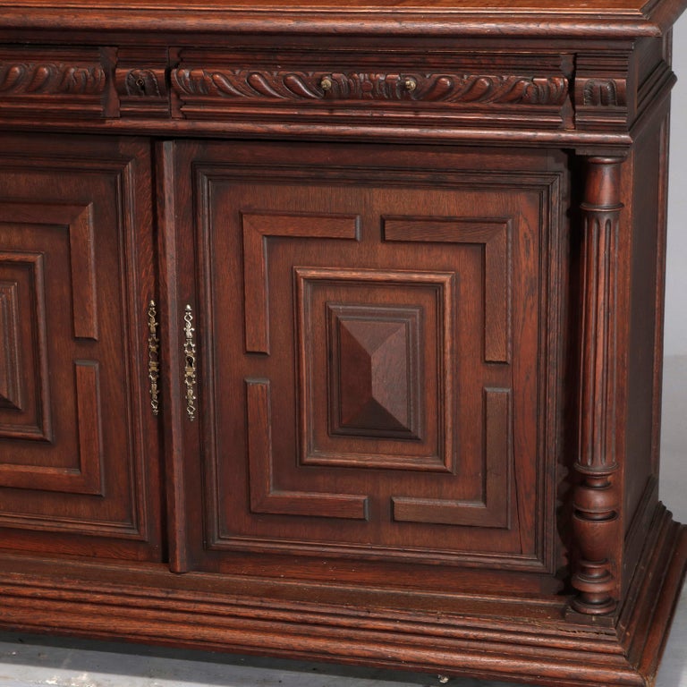 Antique French Renaissance Deeply Carved Walnut Hunt Cupboard, 19th Century
