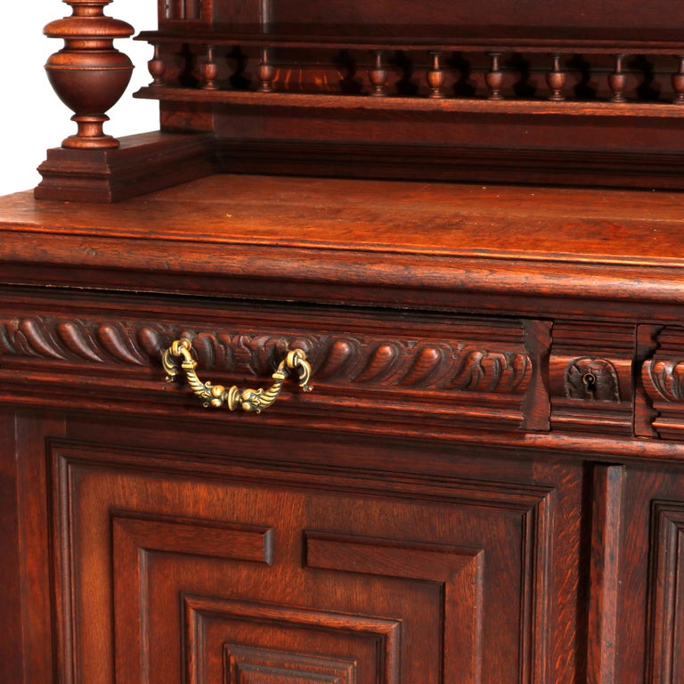 Antique French Renaissance Deeply Carved Walnut Hunt Cupboard, 19th Century