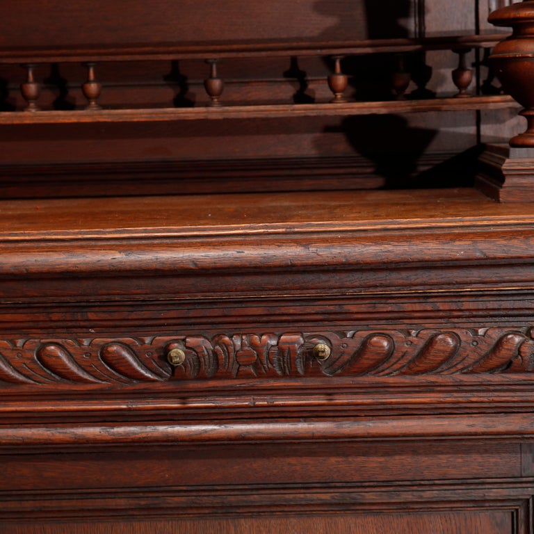 Antique French Renaissance Deeply Carved Walnut Hunt Cupboard, 19th Century