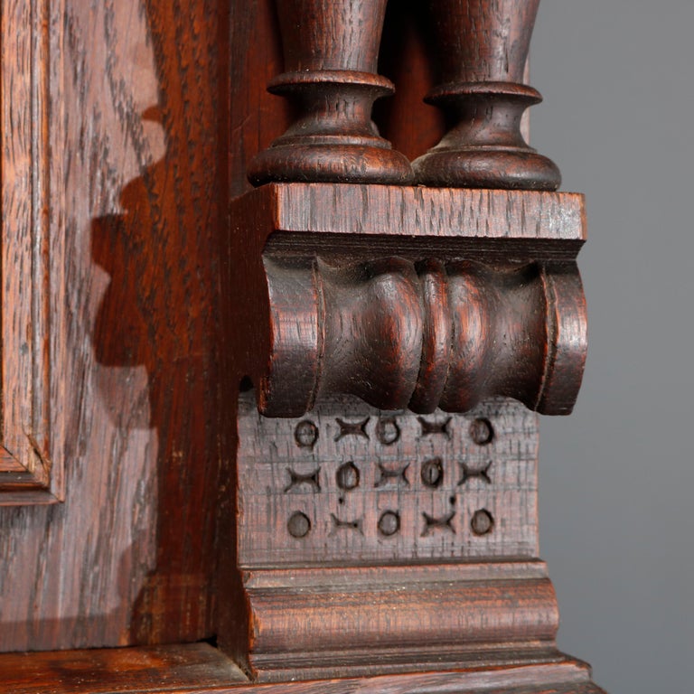 Antique French Renaissance Deeply Carved Walnut Hunt Cupboard, 19th Century