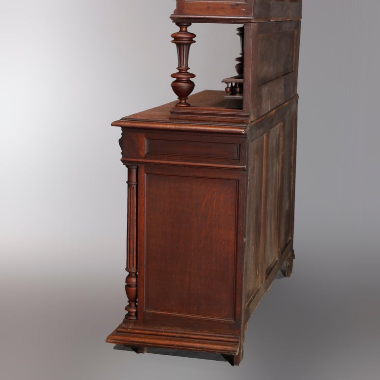 Antique French Renaissance Deeply Carved Walnut Hunt Cupboard, 19th Century