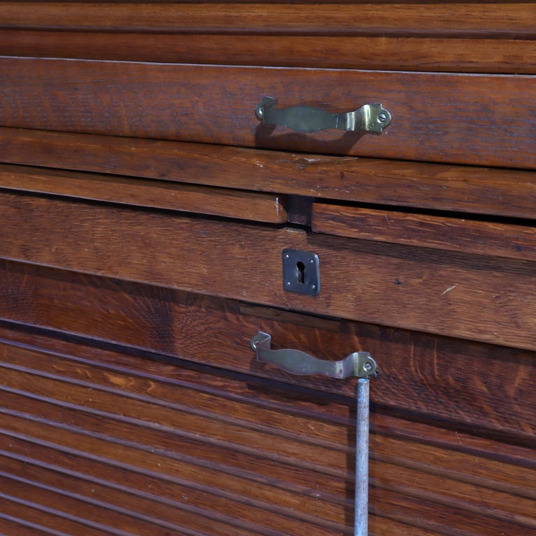 Oversized Antique Oak Roll Front Bookcase C1920