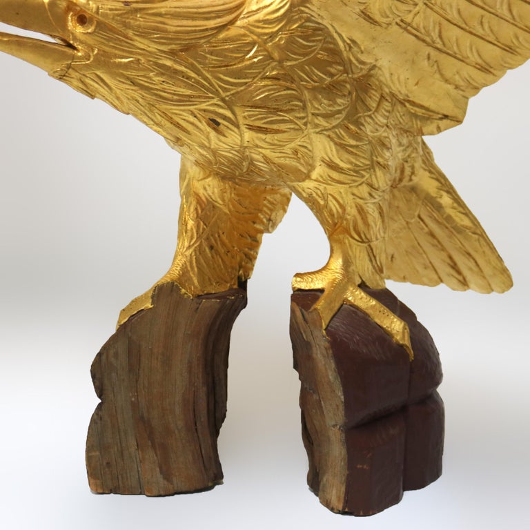 Oversized Vintage Carved Giltwood Golden Eagle 20thC