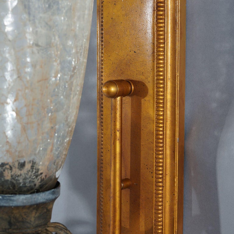 Pair Mid-Century Modern French Style Fleur-de-lis Crackled Glass Wall Sconces