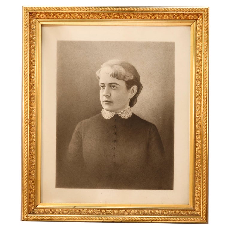 Antique Victorian Giltwood Frame with Portrait, circa 1880