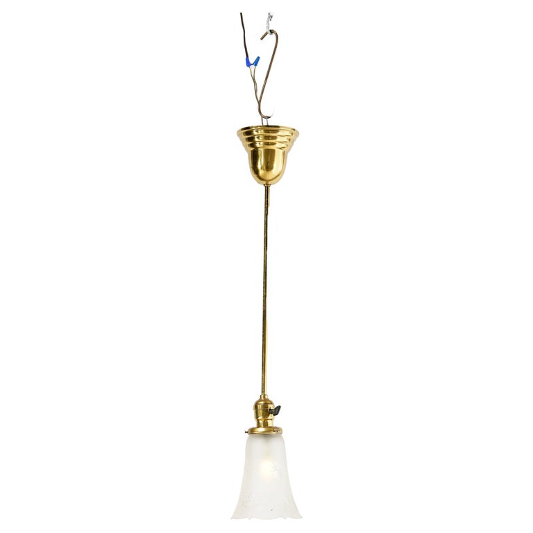 Antique Brass Hanging Hall Light Fixture Circa 1920