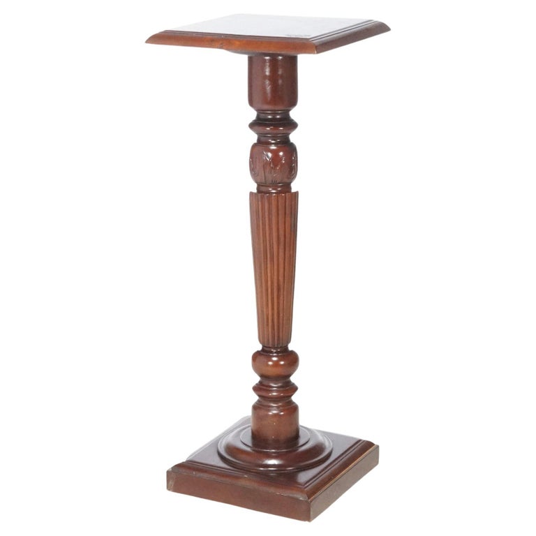 Antique Neoclassical Carved Mahogany Sculpture Display Pedestal, circa 1900