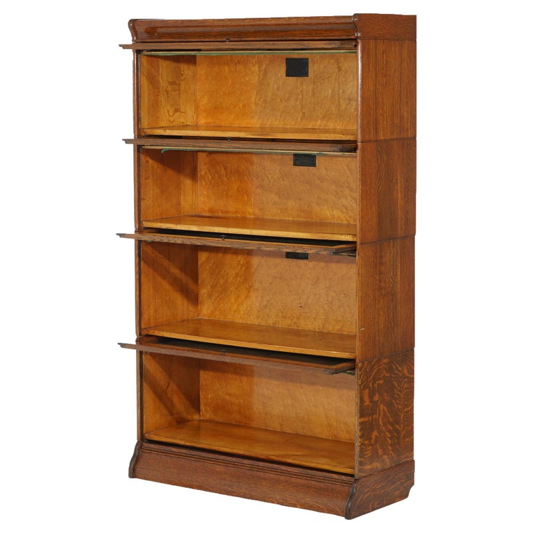 Antique Arts & Crafts Oak Four Stack Barrister Bookcase by Hale, circa 1910