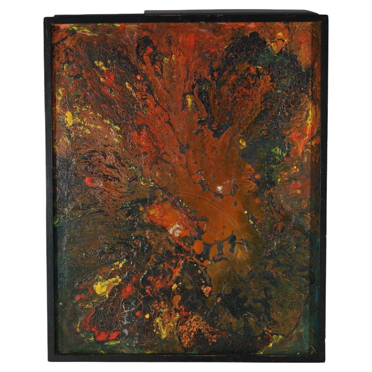 Mid-Century Modern Abstract Oil On Canvas Painting By Beverly Goldman 20thC