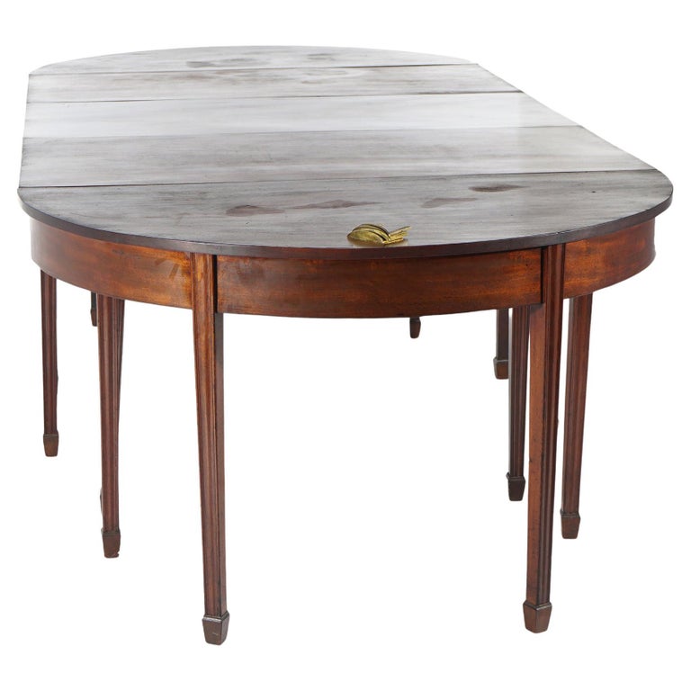Antique English George III Demi Lune Mahogany Banquet Dining Table Circa 1820